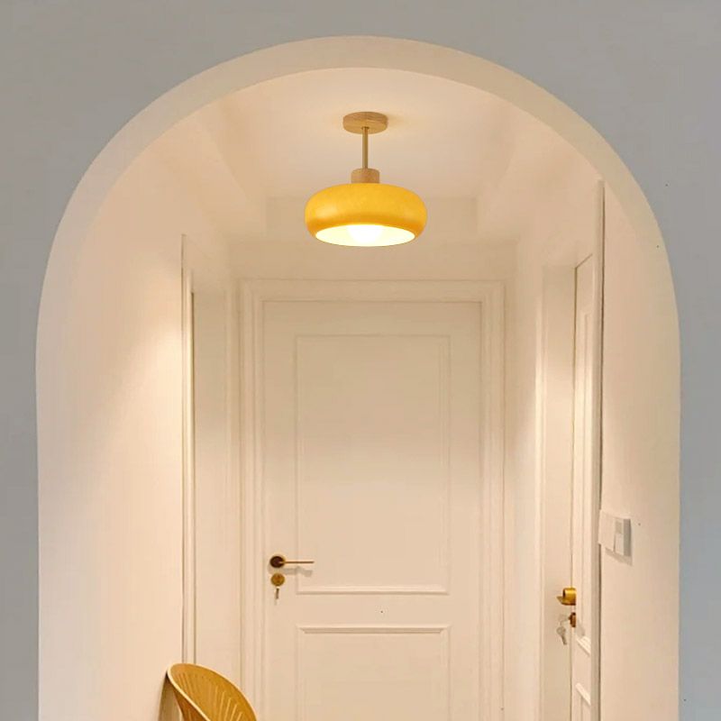 Valentina Flush Mount Ceiling Light Cup Minimalist Wood/Glass White/Orange - Neutral Decor