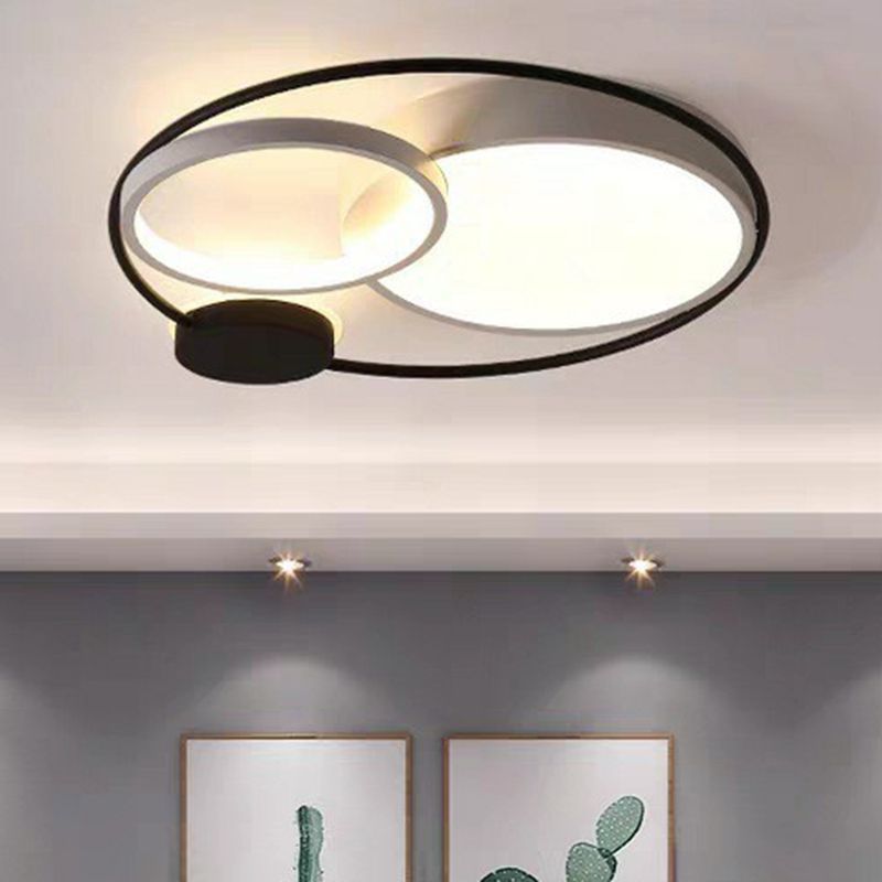 Arisha Modern Circular LED Flush Mount Ceiling Light, Black & White - Neutral Decor