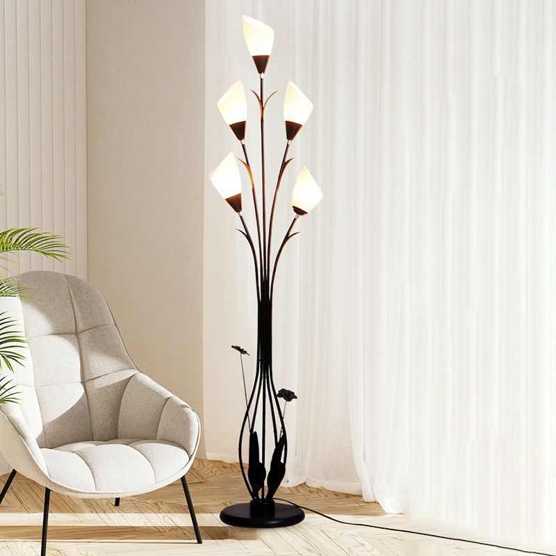 Bella Flower Branching Black Floor Lamp, Living Room - Neutral Decor