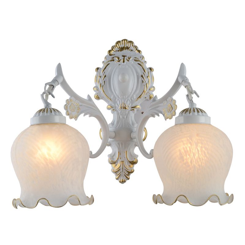 Arisha Vintage Flower shape Metal&Glass Modern Wall Lamp, White/Bronze - Neutral Decor