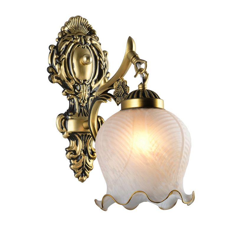 Arisha Vintage Flower shape Metal&Glass Modern Wall Lamp, White/Bronze - Neutral Decor