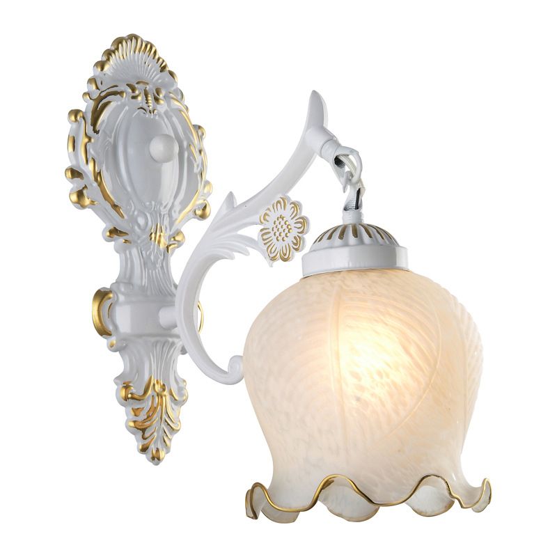 Arisha Vintage Flower shape Metal&Glass Modern Wall Lamp, White/Bronze - Neutral Decor