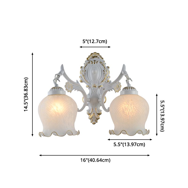 Arisha Vintage Flower shape Metal&Glass Modern Wall Lamp, White/Bronze - Neutral Decor