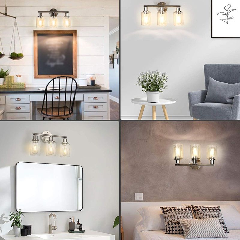 Silva Modern Cylindrical Metal&Glass Wall Lamp In Living Room, Nickel - Neutral Decor