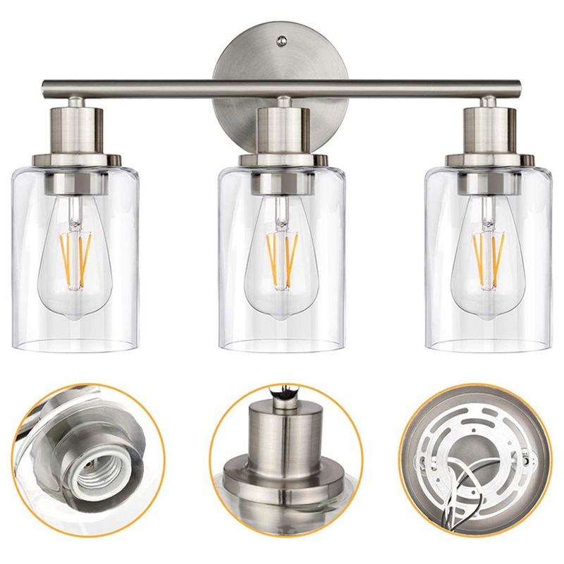 Silva Modern Cylindrical Metal&Glass Wall Lamp In Living Room, Nickel - Neutral Decor