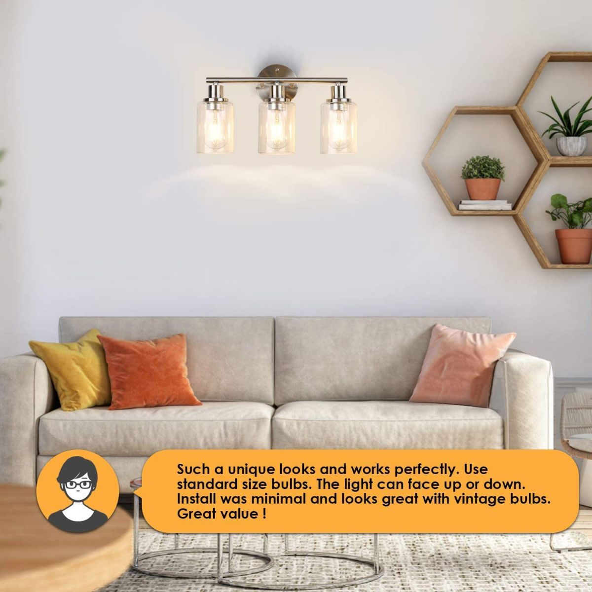 Silva Modern Cylindrical Metal&Glass Wall Lamp In Living Room, Nickel - Neutral Decor