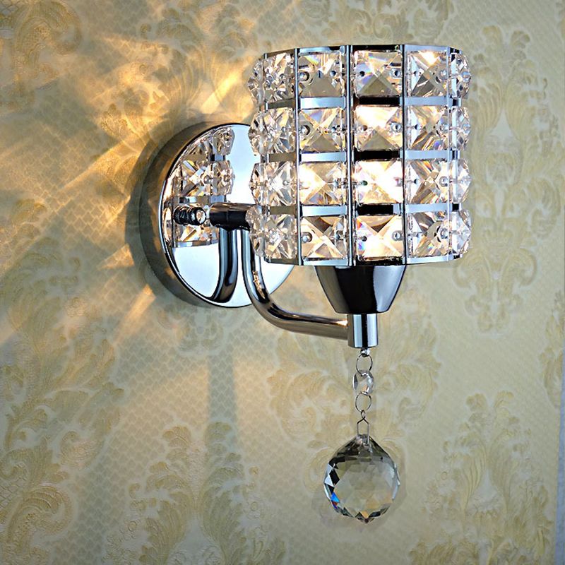 Kristy Vintage Cylinder Metal Bedside Wall Lamp, Gold/Chrome - Neutral Decor