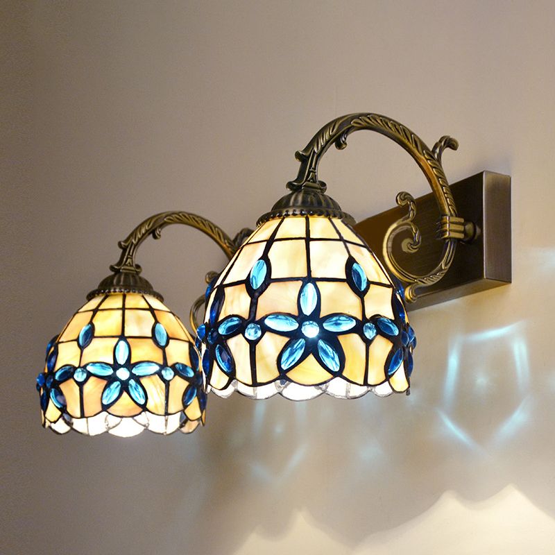 Arisha Vintage Flower Shaped Metal/Glass bedroom wall lamp - Neutral Decor