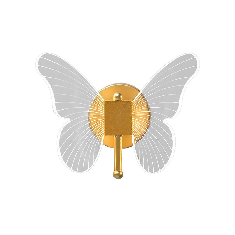Arisha Cute Butterfly Metal Wall Lamp, Gold - Neutral Decor