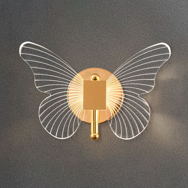 Arisha Cute Butterfly Metal Wall Lamp, Gold - Neutral Decor