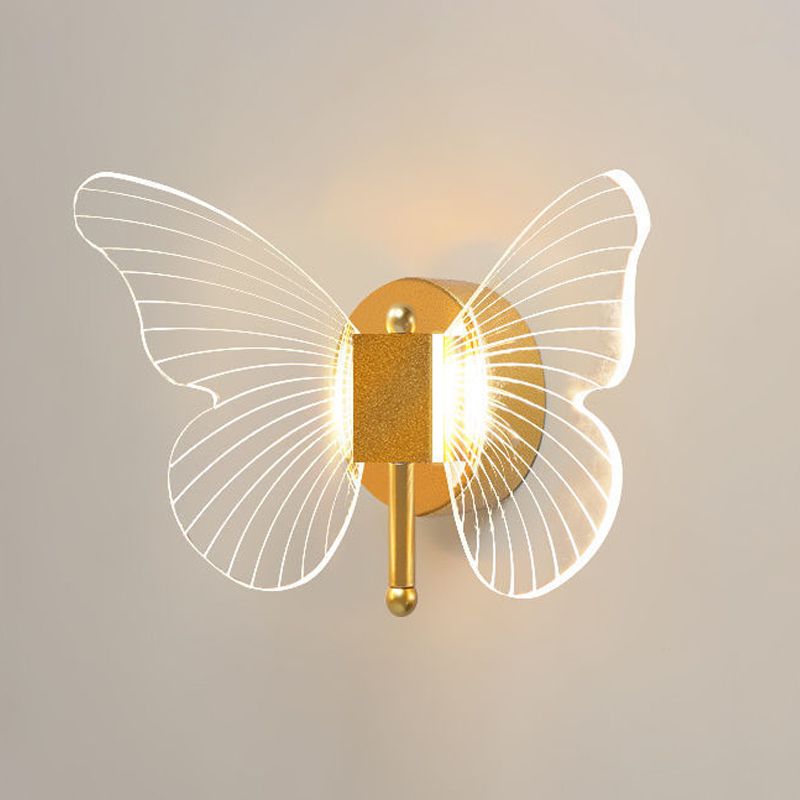 Arisha Cute Butterfly Metal Wall Lamp, Gold - Neutral Decor