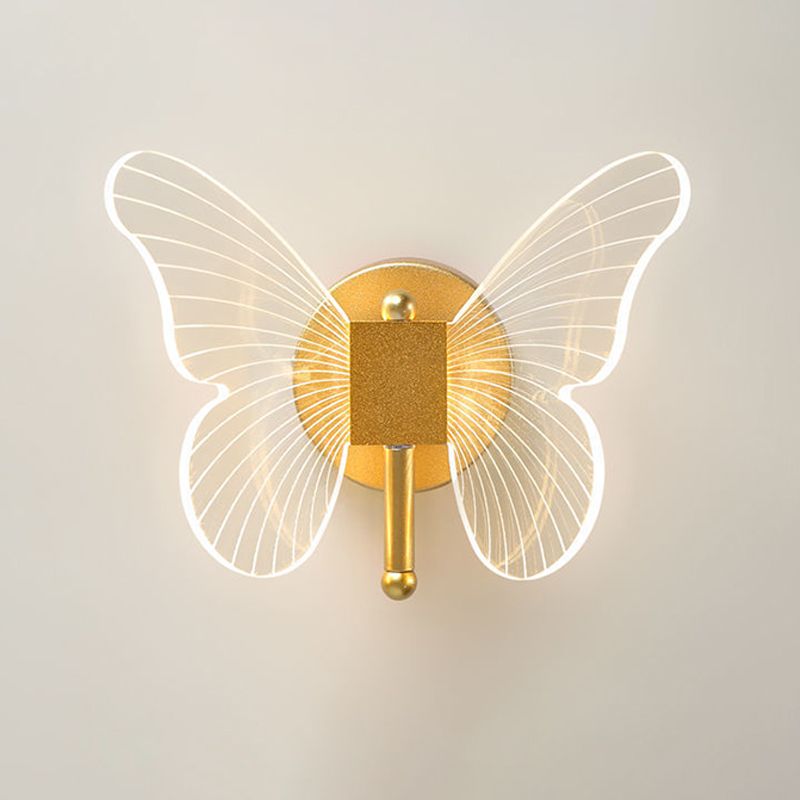 Arisha Cute Butterfly Metal Wall Lamp, Gold - Neutral Decor