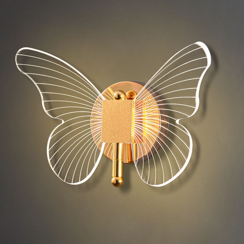 Arisha Cute Butterfly Metal Wall Lamp, Gold - Neutral Decor