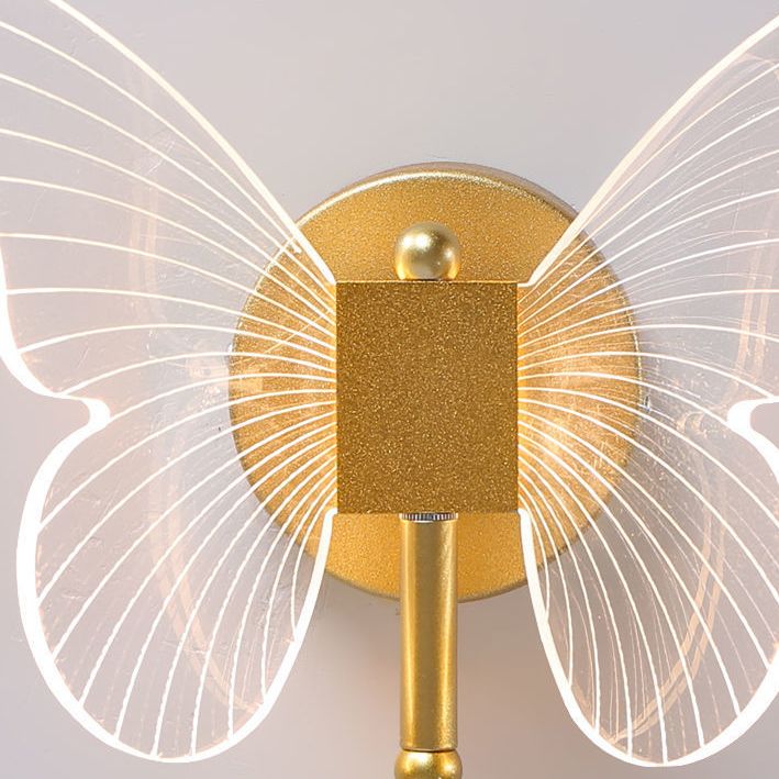 Arisha Cute Butterfly Metal Wall Lamp, Gold - Neutral Decor
