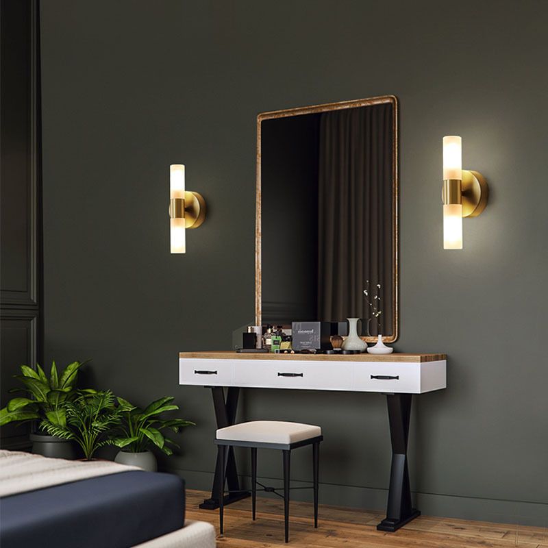 Arisha Modern Cylindrical Metal Led Wall Lamp, Gold - Neutral Decor