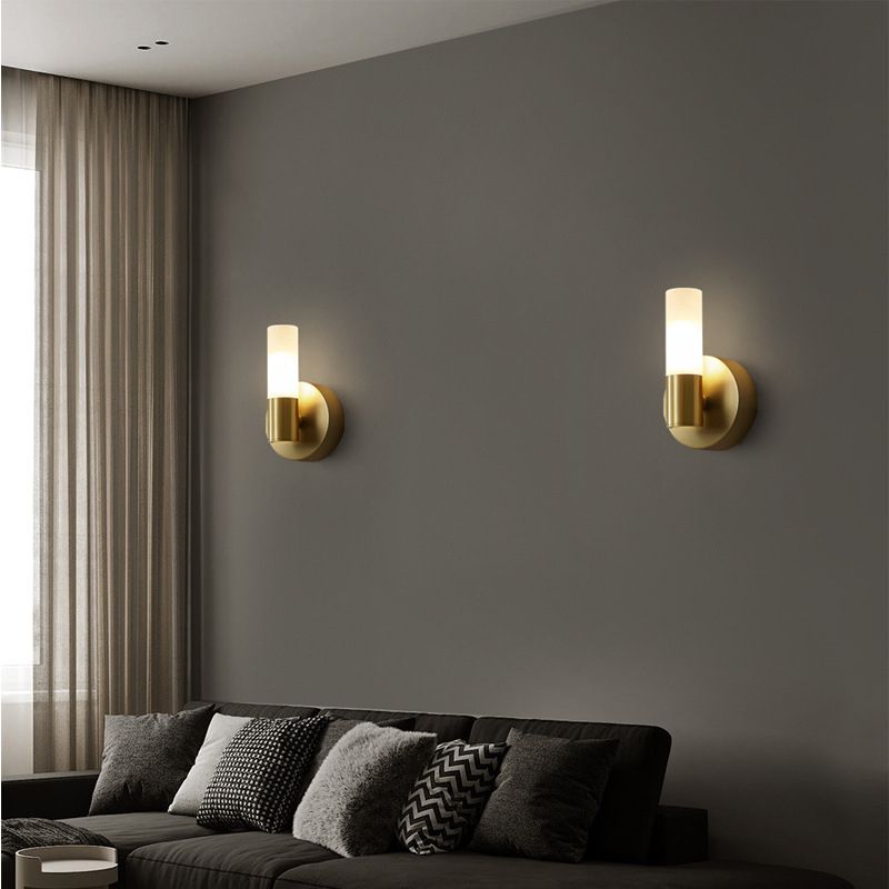Arisha Modern Cylindrical Metal Led Wall Lamp, Gold - Neutral Decor