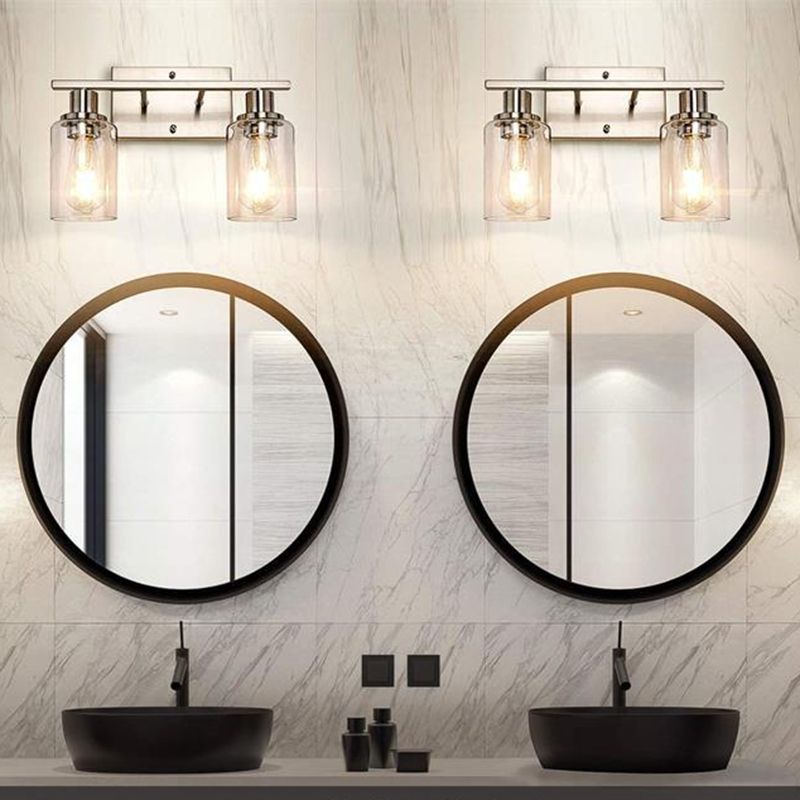 Silva Modern Mirror Front Black Vanity Wall Lamp, Metal/Glass - Neutral Decor