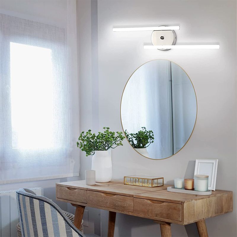 Arisha Modern Bi-Linear LED Vanity Wall Lamp, Black/Silver - Neutral Decor