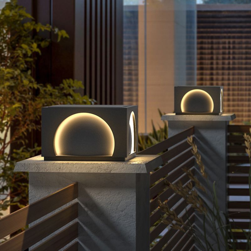 Ray Modern Rectangular Metal Outdoor Lamps Post, Black - Neutral Decor