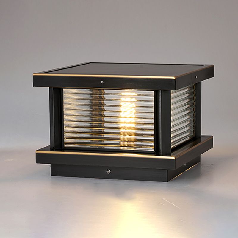 Ray Modern Rectangular Metal Outdoor Solar Lamp, Black/ Brass/Bronze - Neutral Decor
