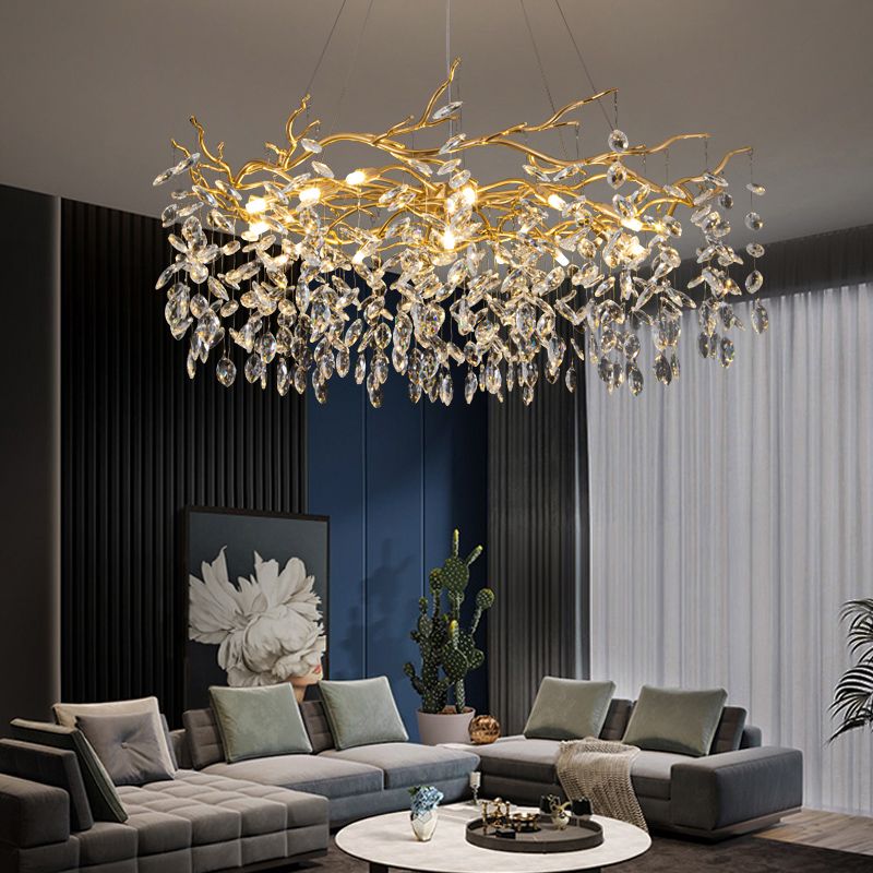 Kristy Contemporary Gold Glass Crystal Chandelier - Neutral Decor