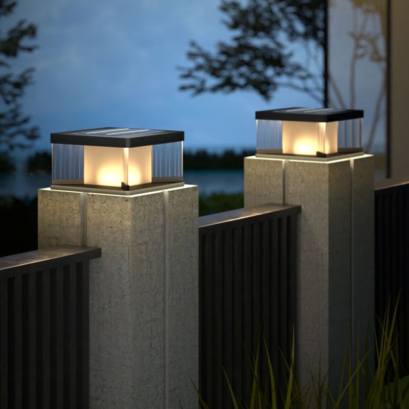 Ray Contemporary LED Rectangular Metal Wall Lamp Post, Black - Neutral Decor