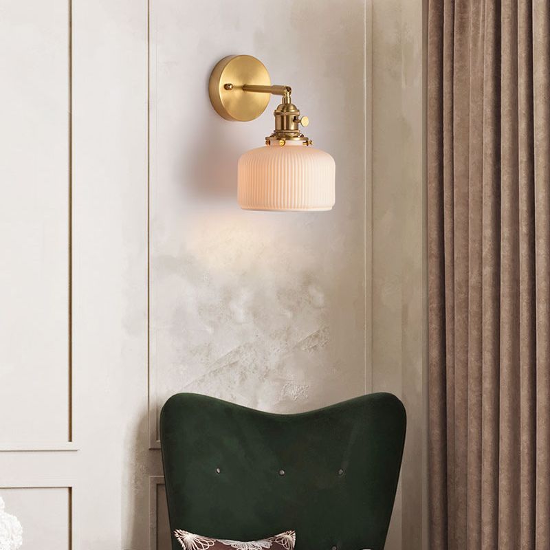 Arisha Vintage Column Ceramic Vanity Light, White, Bedroom - Neutral Decor