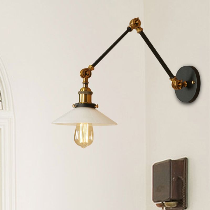 Silva Wall Lamp Retro Saucer Lampshade Metal Adjustable 2 Color, Bedroom - Neutral Decor