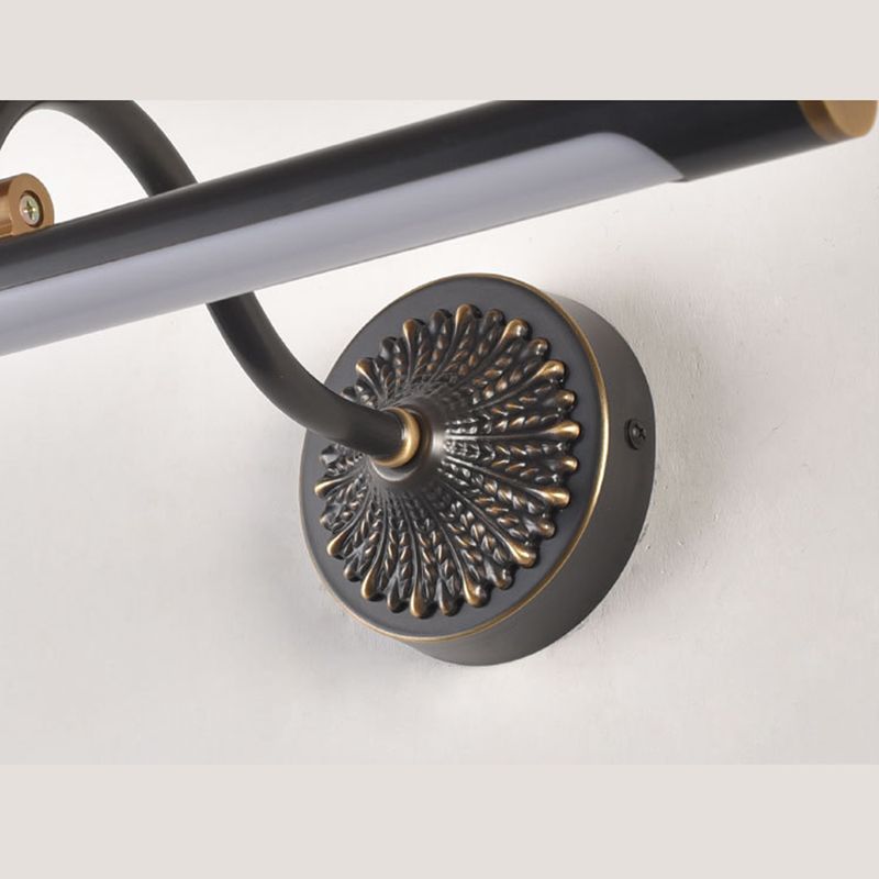 Tiffany Black Adjustable Reading Spotlight Wall Lamp, Metal/Wood - Neutral Decor