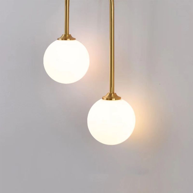 Valentina Modern Arc Globe Glass Wall Lamp, Brass, Living Room - Neutral Decor