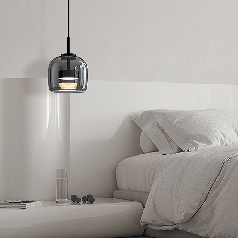 June Minimalist Pendant Light Glass Smoke Gray - Neutral Decor