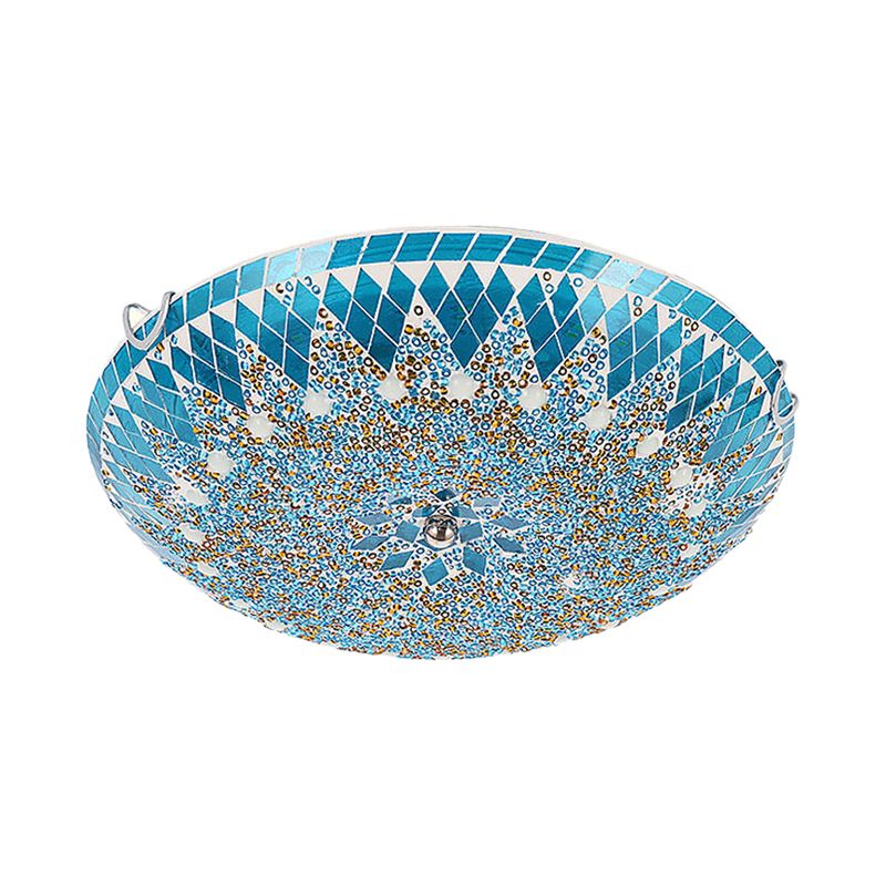 Tiffany Modern Mediterranean Glass Flush Mount Ceiling Light Blue/Yellow/White - Neutral Decor