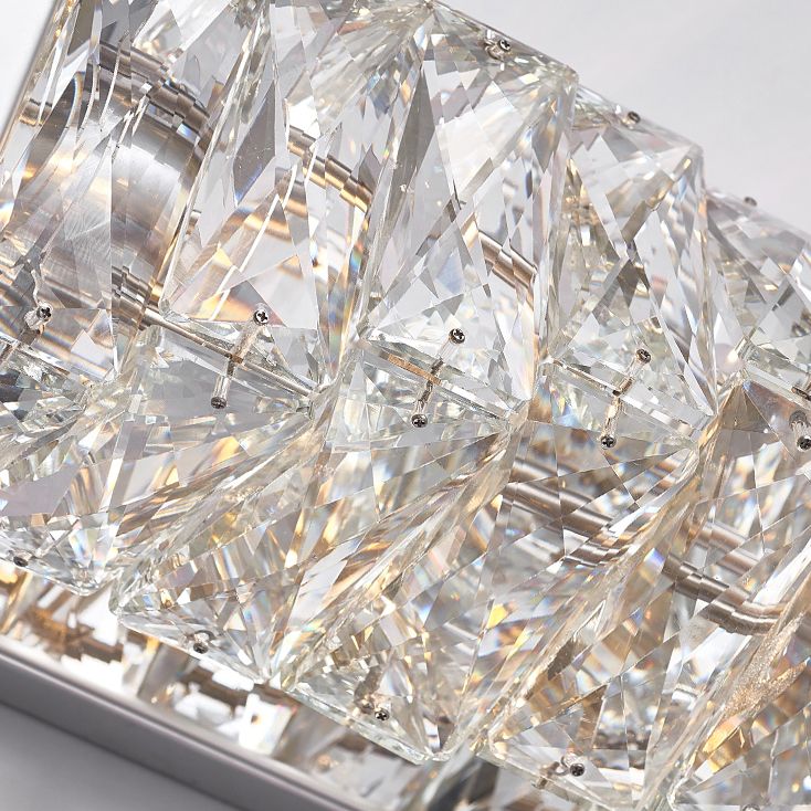 Kristy Modern Rectangular Vanity Metal Crystal LED Wall Lamp - Neutral Decor