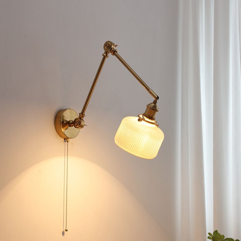 Arisha Wall Lamp Modern Drum Ceramics Metal Adjustable, White - Neutral Decor