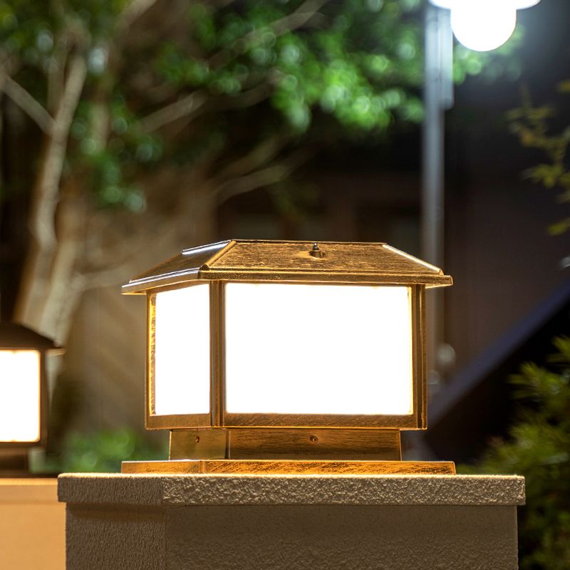 Ray Vintage Rectangle Metal Outdoor Solar Lamps, Black/Bronze - Neutral Decor