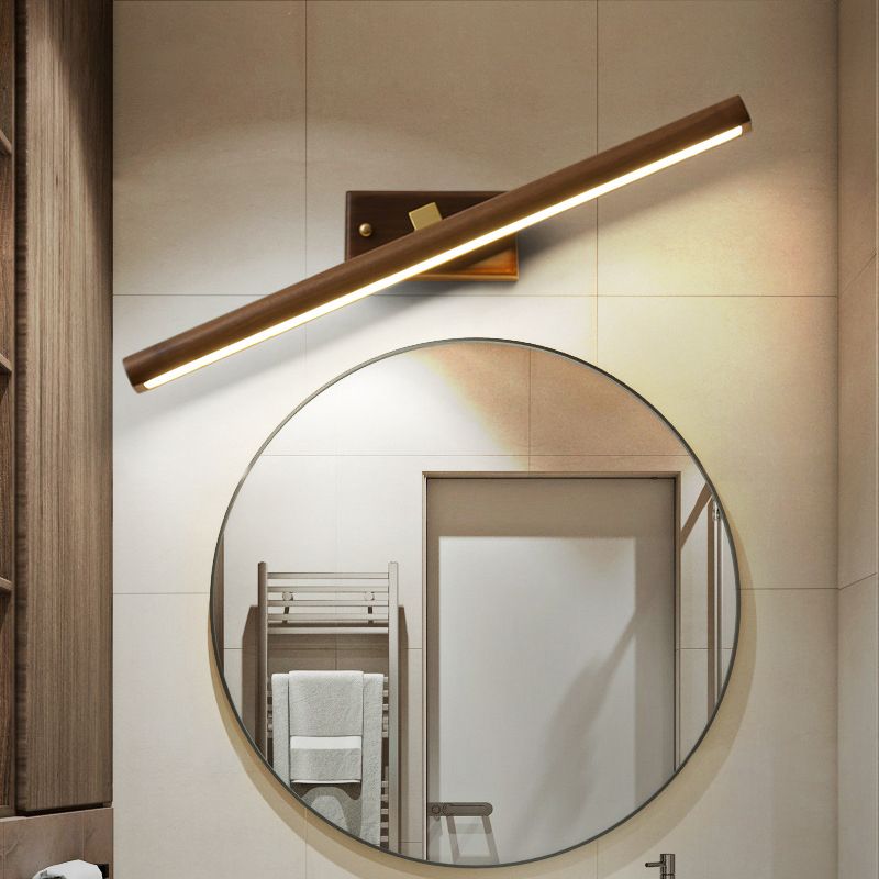 Muto Vanity Rotatable Mirror Front Vanity Wall Lamp, Wood - Neutral Decor