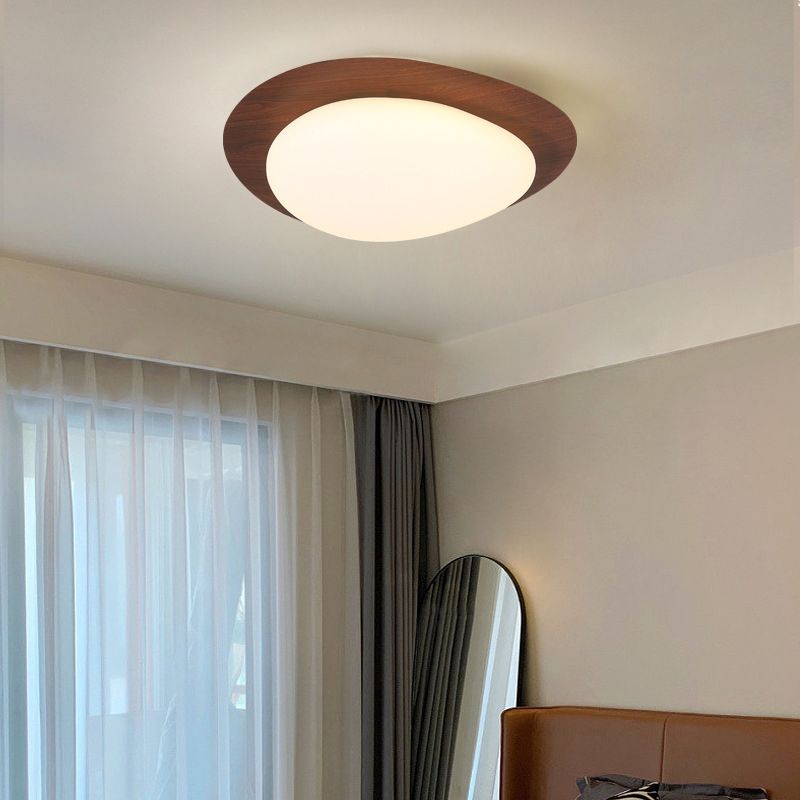 Arisha Flush Mount Ceiling Light Modern, Metal, Walnut/Natural - Neutral Decor