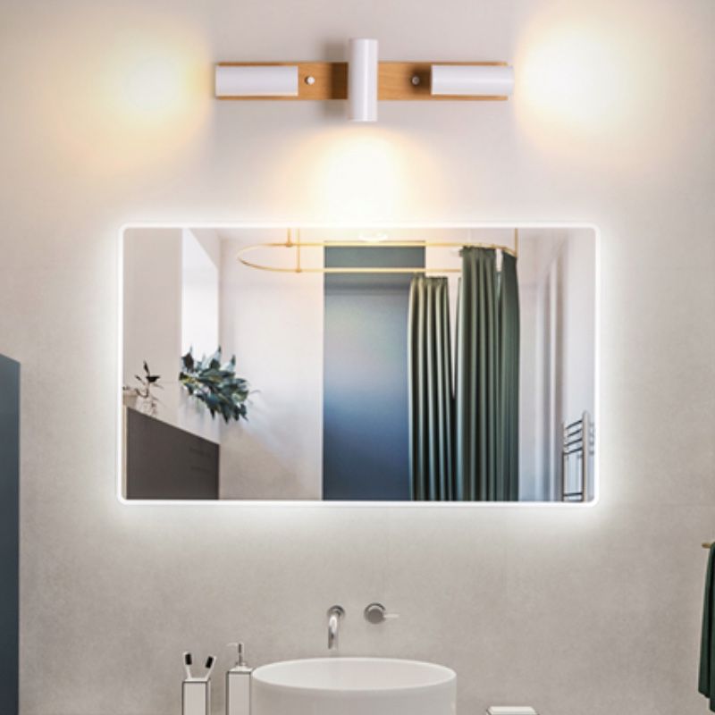 Muto Rotatable Spotlight Mirror Front Vanity Wall Lamp, Wood/Metal - Neutral Decor