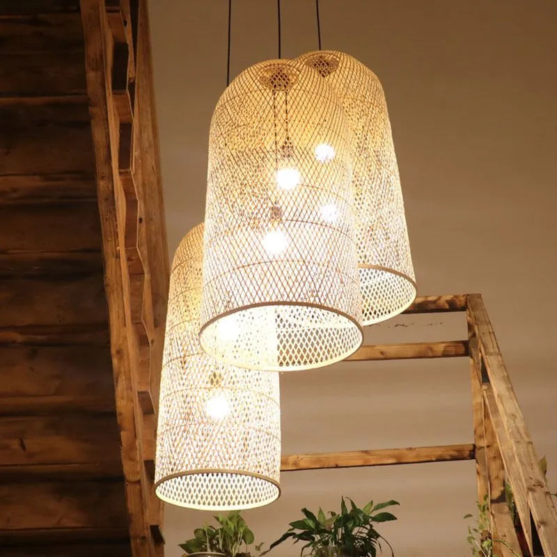 Ritta Natural Handmade Bamboo Led Pendant Light, Bedroom - Neutral Decor