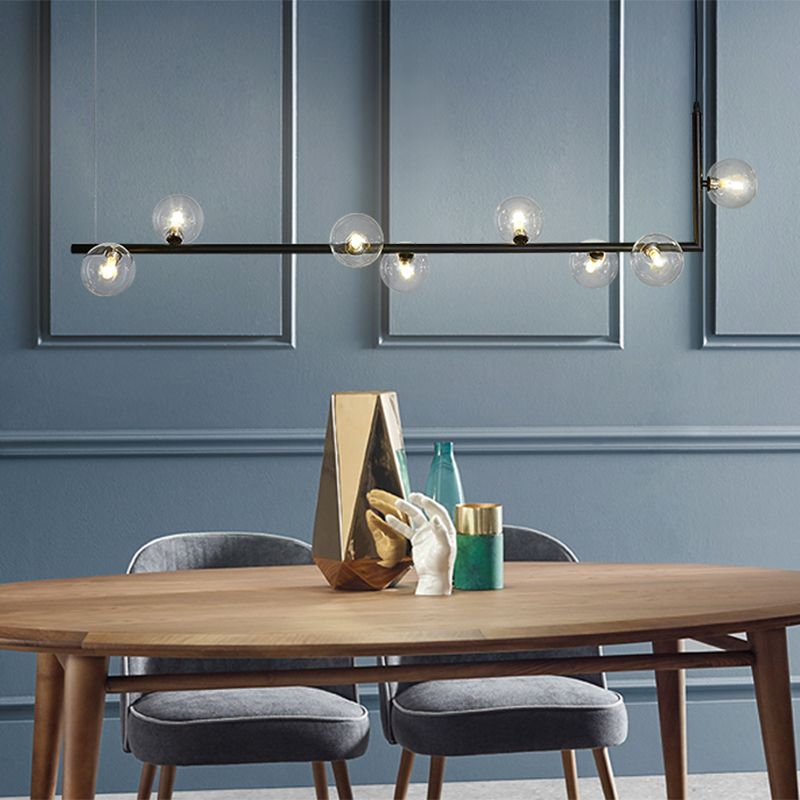 Valentina Minimalist Linear Pendant Light, Black & Gold, 6/8 Heads - Neutral Decor