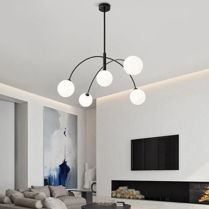 Valentina Pendant Light Globe Modern, Metal/Glass, Black/Gold, Bedroom - Neutral Decor