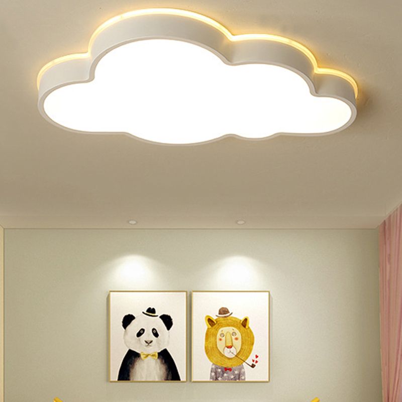 Arisha Modern Flush Mount Cloud Ceiling Light, White, Metal - Neutral Decor