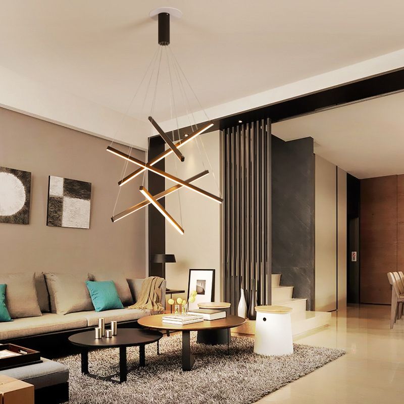 Arisha Minimalist Linear Metal Pendant Light, Living Room, Black - Neutral Decor