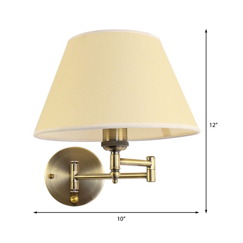 Arisha Wall Lamp Vintage, Pleated Fabric Adjustable, White/Beige, Bedroom - Neutral Decor