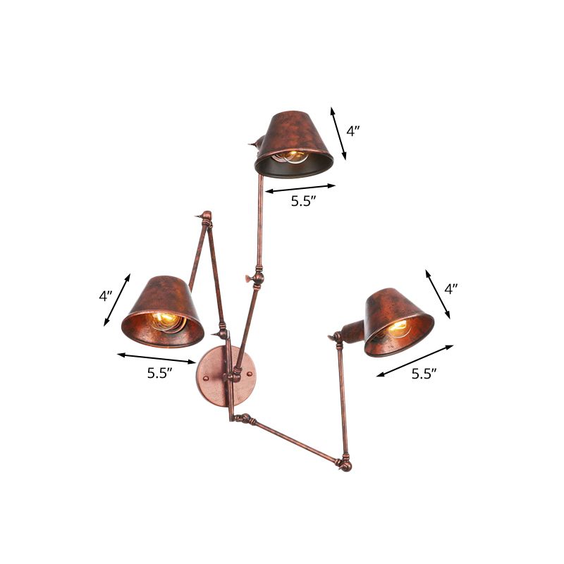 Epoch Vintage Adjustable Metal Wall Lamp, Black/Rust, Bedroom - Neutral Decor