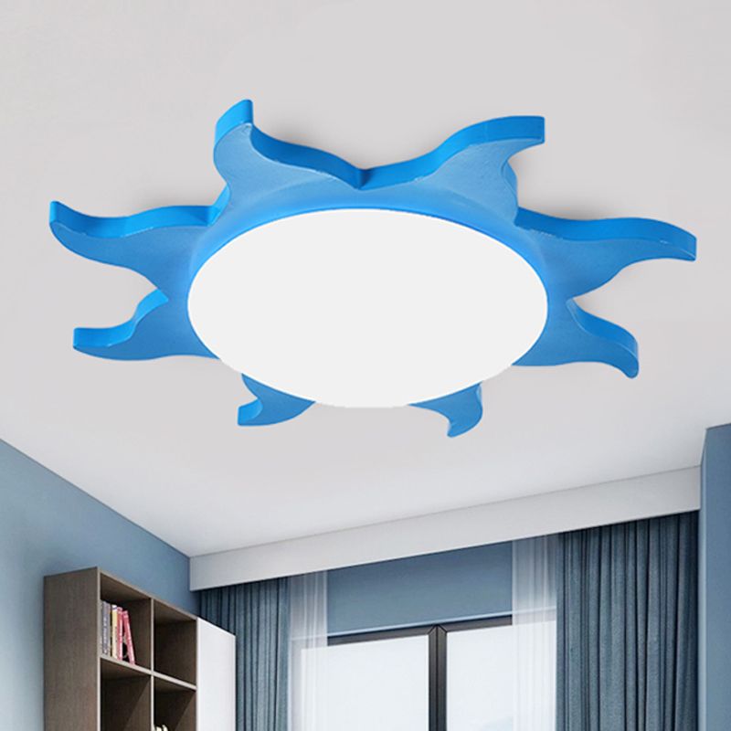 Aria Modern Sun Round Flush Mount Ceiling Light, Red/Yellow/Blue/Green, Bedroom - Neutral Decor