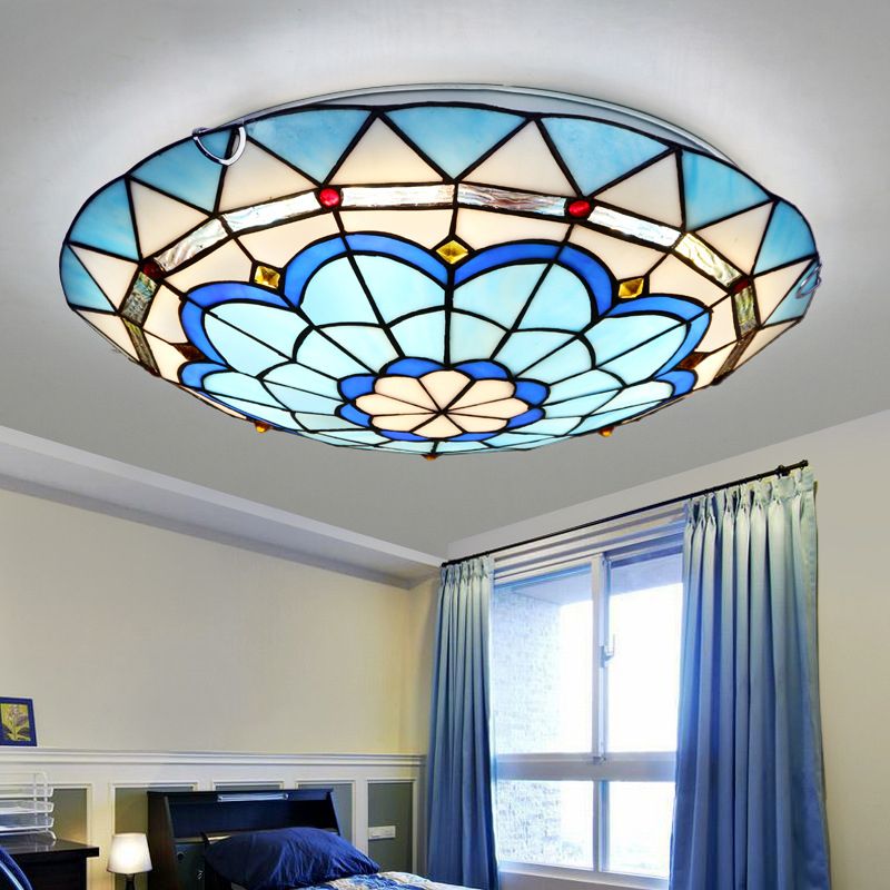 Tiffany Flush Mount Glass Colorful Ceiling Light, Bedroom - Neutral Decor