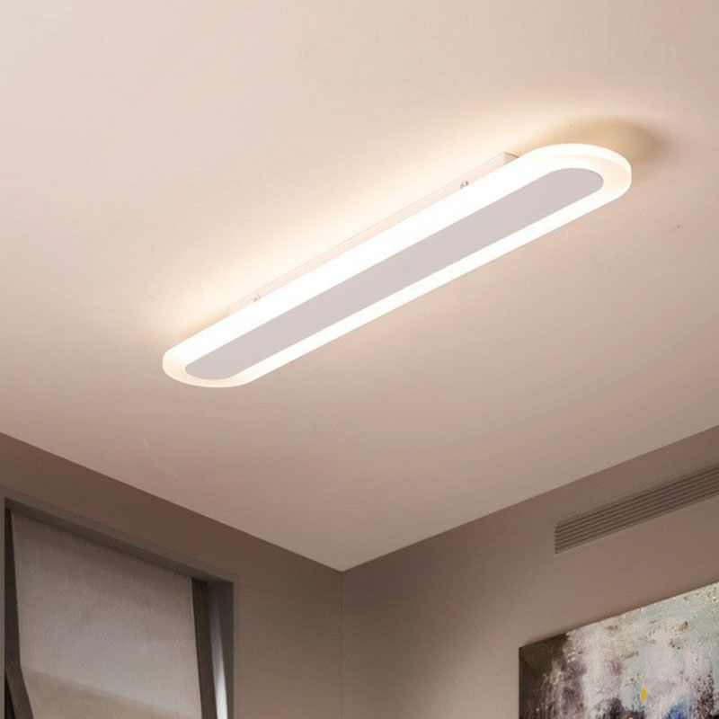 Arisha Minimalist Oval Linear Flush Mount Ceiling Light, White/Coffee - Neutral Decor