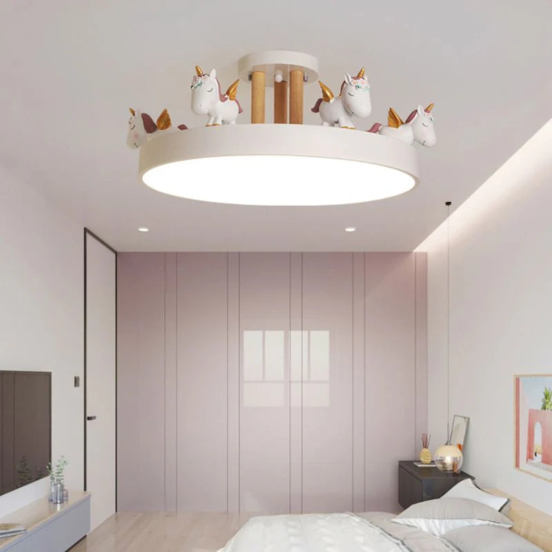Arisha Modern Round Unicorn Semi-Flush Mount Ceiling Light - Neutral Decor