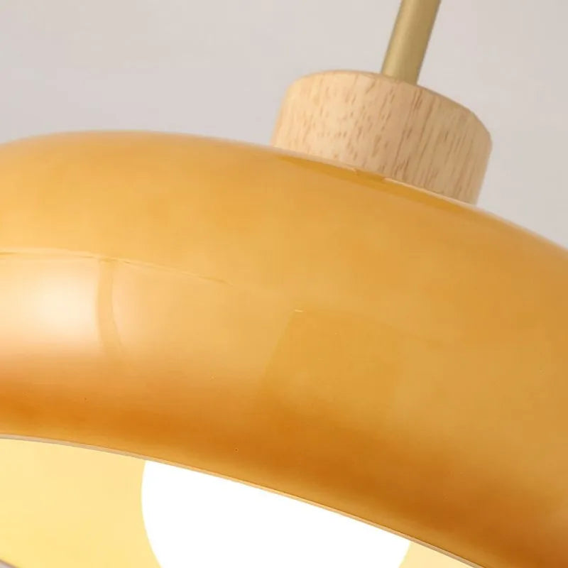Valentina Flush Mount Ceiling Light Cup Minimalist Wood/Glass White/Orange - Neutral Decor